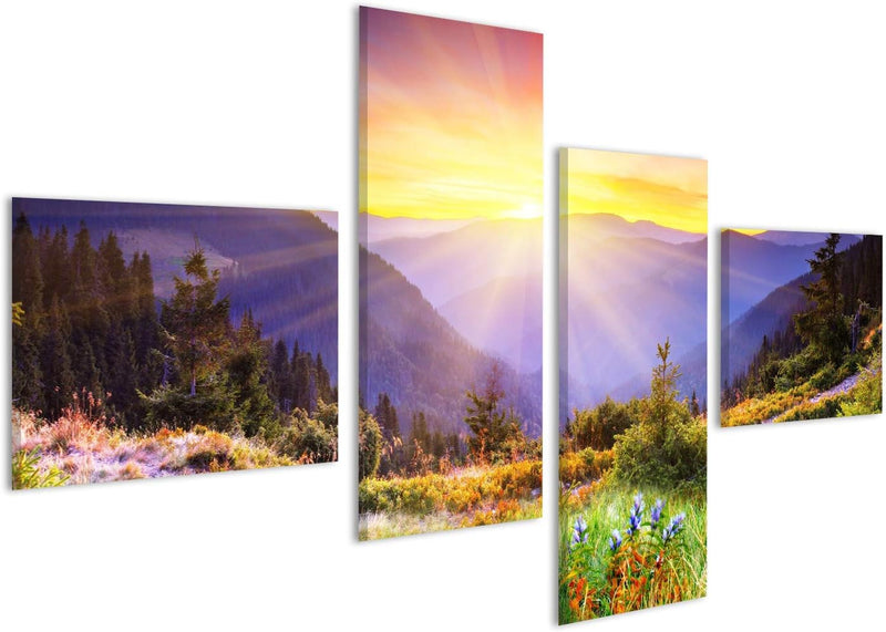 Bild Bilder auf Leinwand majestätischer Sonnenuntergang im Gebirgslandschaft hdr Bild Wandbild, Post