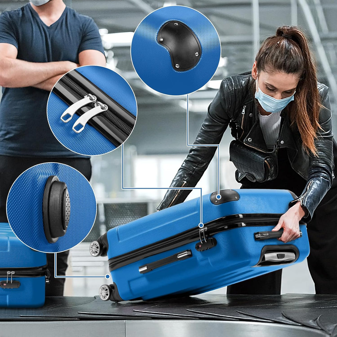 LALAHO Kofferset 3/4 teilig, Reisekoffer Set mit Kosmetikkoffer, Hartschalen Koffer Set aus ABS, Gep