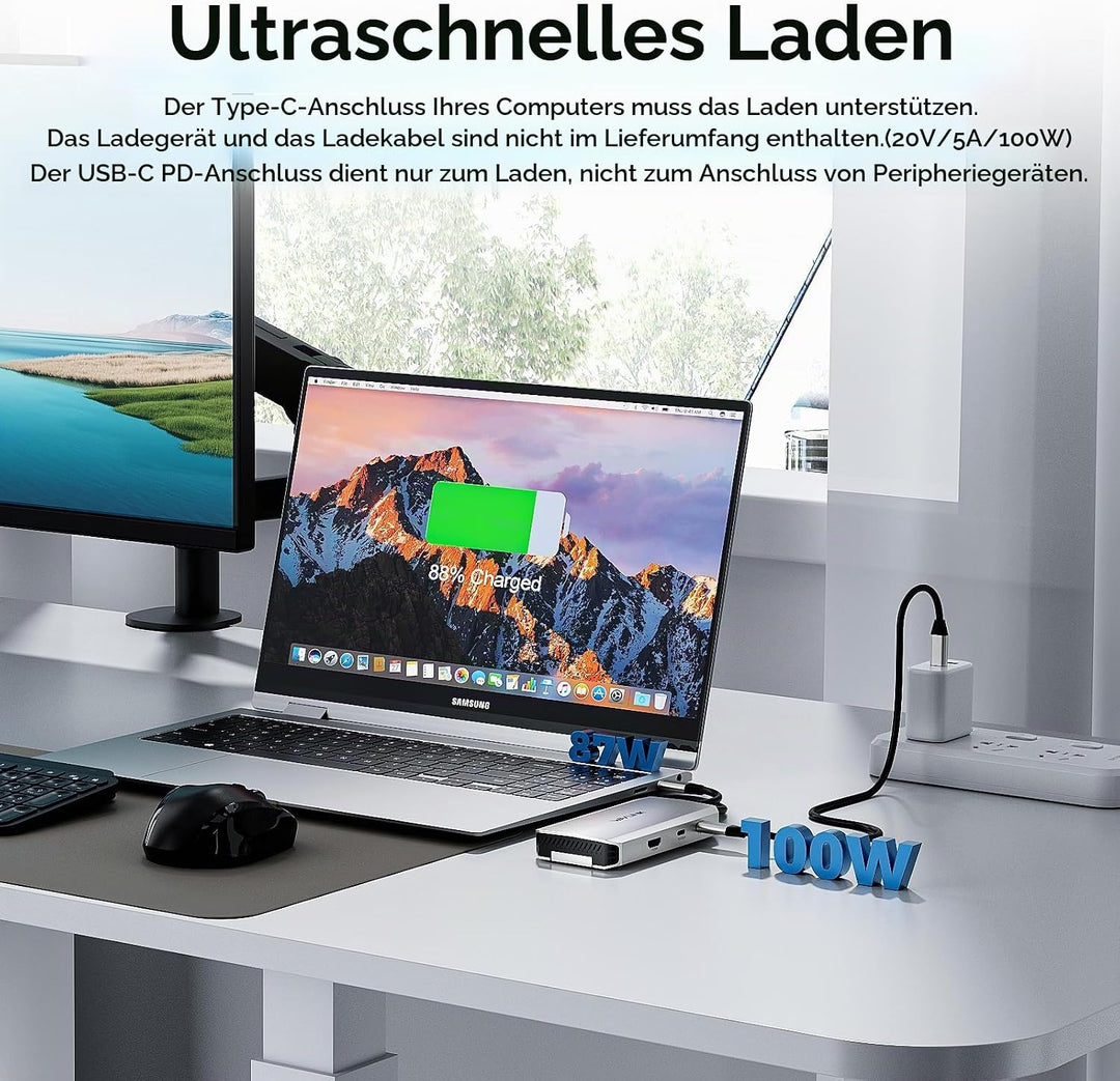 WAVLINK USB-C-Hub, 10-Gbit/s USB-C-Hub mit M.2 PCIe/SATA SSD-Anschluss, HDMI, 100-W-PD, USB-A&amp;C 3.2/