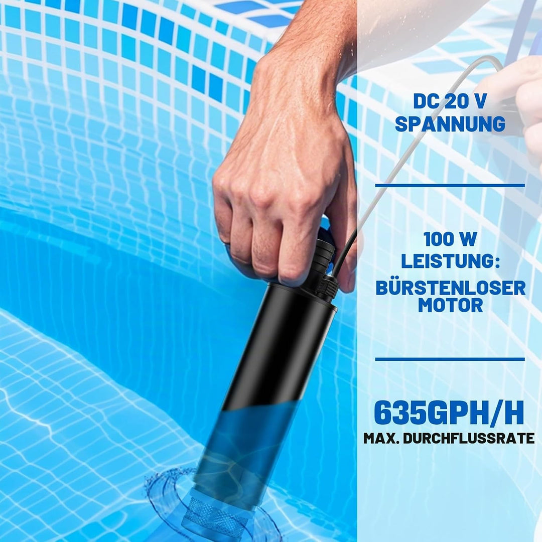 Tauchpumpe für Milwaukee Akku 18V M18 Schmutzwasserpumpe Wasserpumpe Flachwasserpumpe Saugpumpe Absa