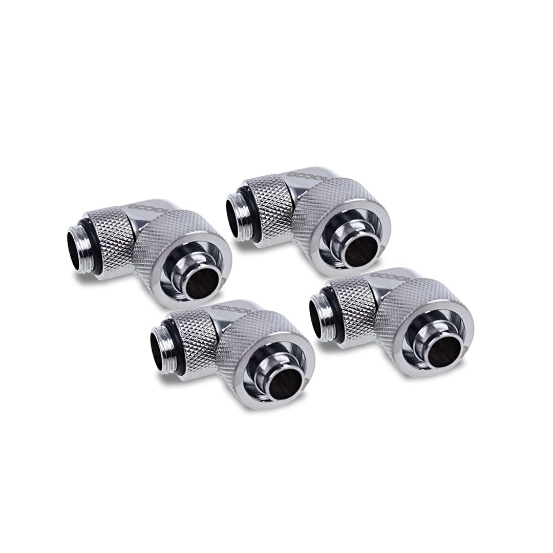 Alphacool 17614 Eiszapfen 16/10mm Anschraubtülle 90° drehbar G1/4-4pcs Set Chrome Achluss