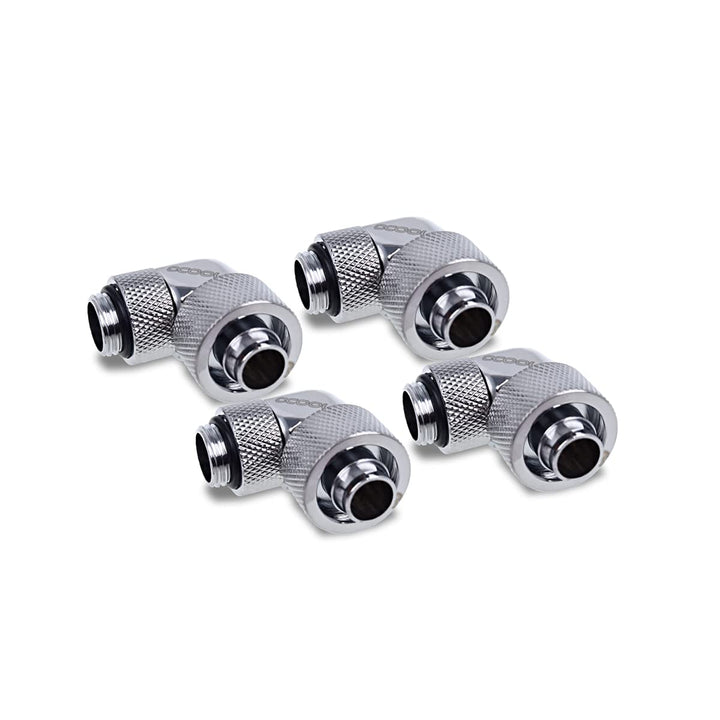 Alphacool 17614 Eiszapfen 16/10mm Anschraubtülle 90° drehbar G1/4-4pcs Set Chrome Achluss