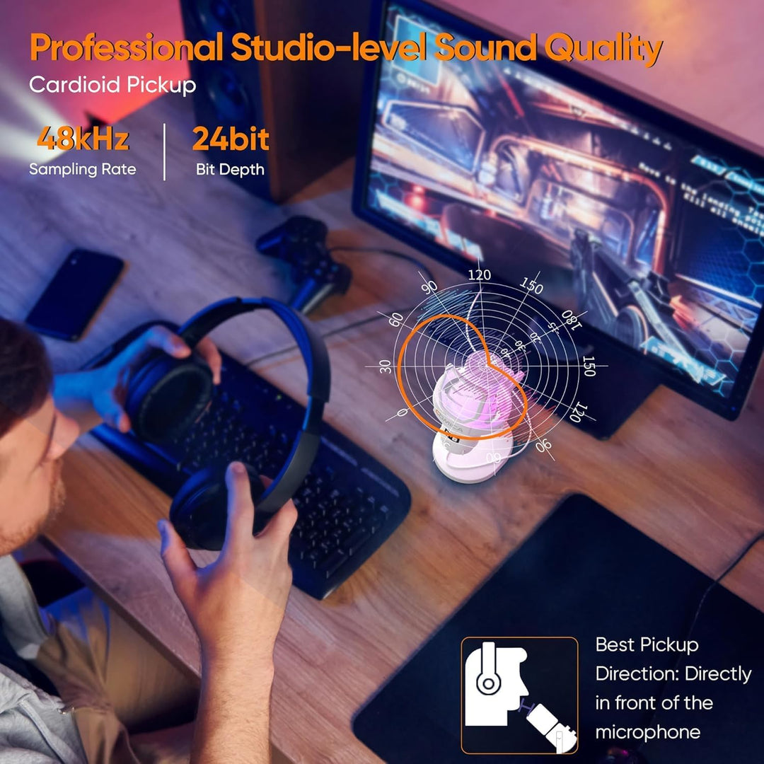 COMICA EJoy Uni Pro Wireless Gaming Mikrofon PC mit USB-C Empfänger, USB Mikrofon ür Streaming Podca