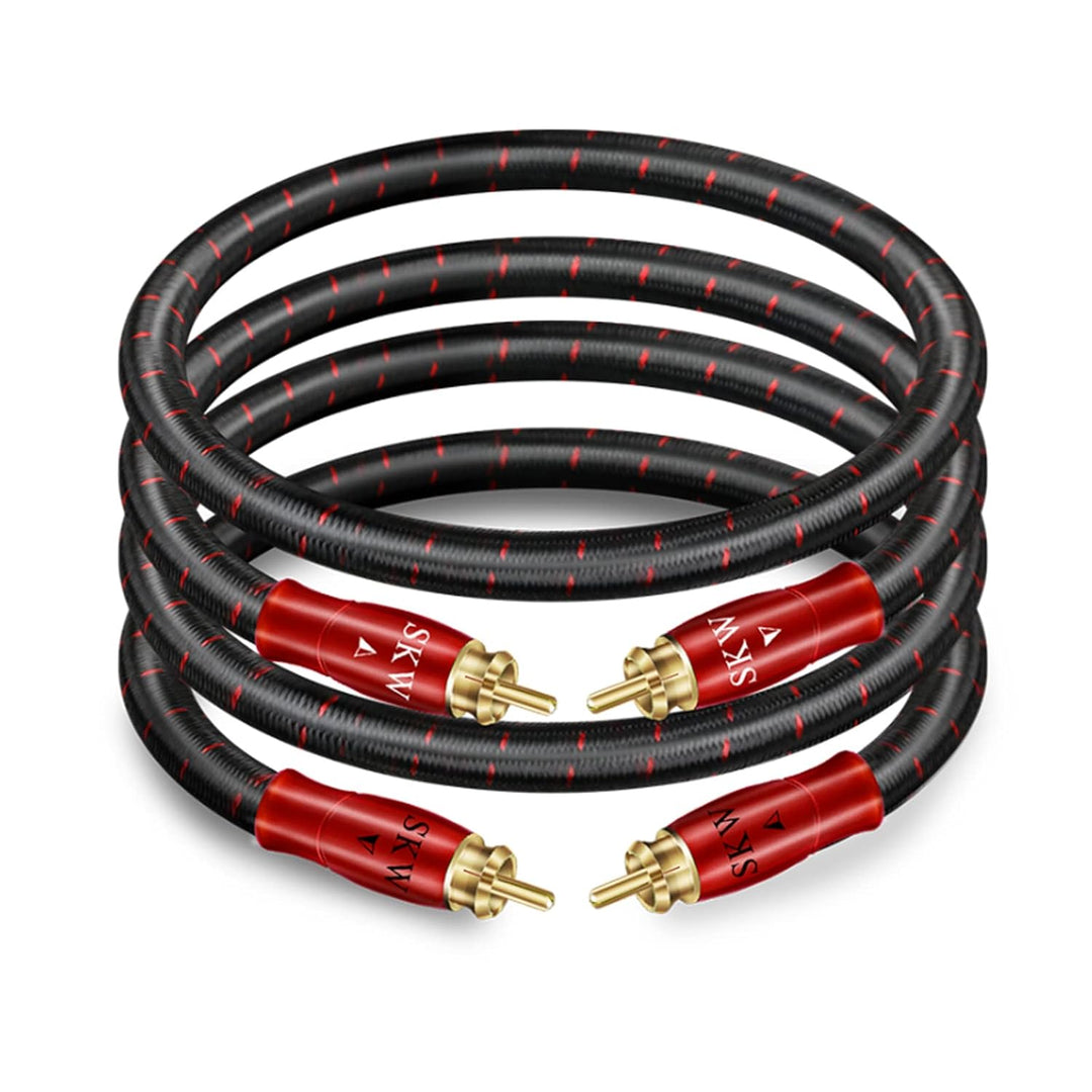 SKW Cinch Audio Kabel, OFC Kupfer - Dual geschirmt 2 x Cinch zu 2 x Cinch Kabel - analog Stereo Audi