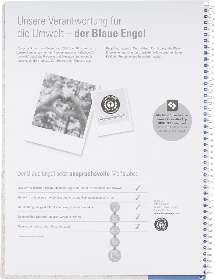 Oxford Recycling Collegeblock A4 liniert mit weissem Rand, 80 Blatt, 10 Stück, A4 liniert mit weisse