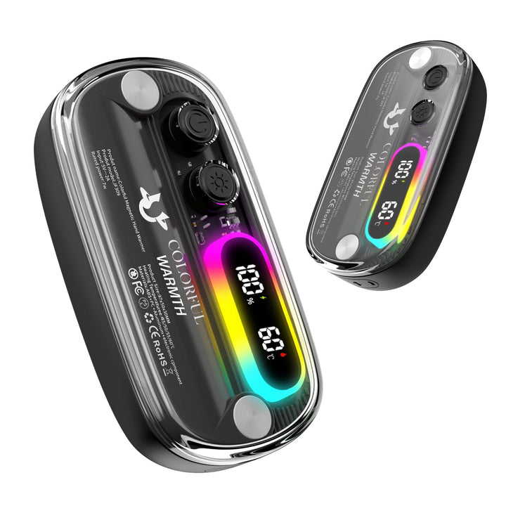 Handwärmer Elektrisch 2 Pack, Taschenwärmer Wiederverwendbar Magnetische Hand Warmers mit RGB-Beleuc