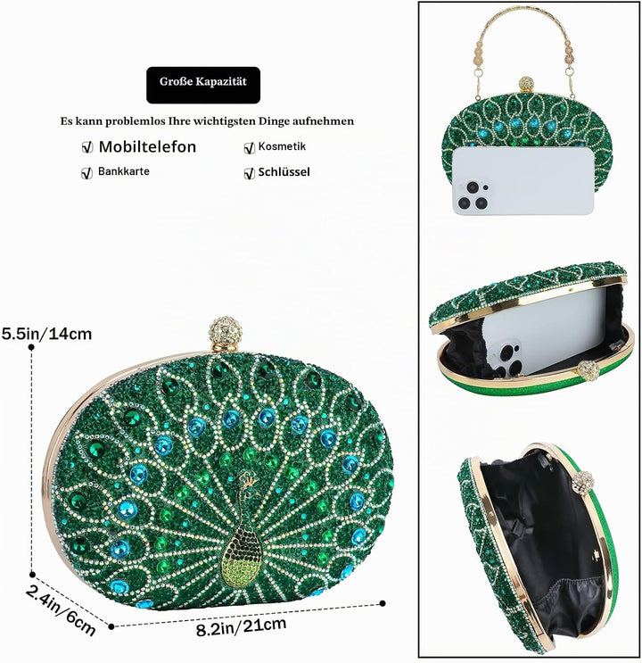 Vintage Clutch Damen, Glitzernde Kleine Abendhandtasche Schultertasche für Hochzeit, Party und Ball