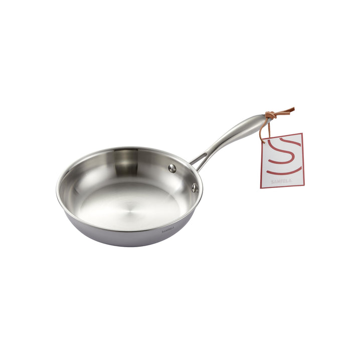 20 cm Edelstahl-Bratpfanne, 5-lagige Edelstahlpfanne | spülmaschinen- und ofenfest, Induktionspfanne