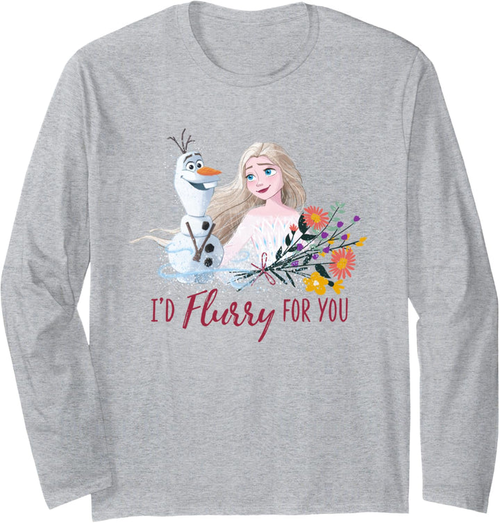 Disney Frozen Valentine's Day Olaf, I'd Flurry For You Elsa Langarmshirt