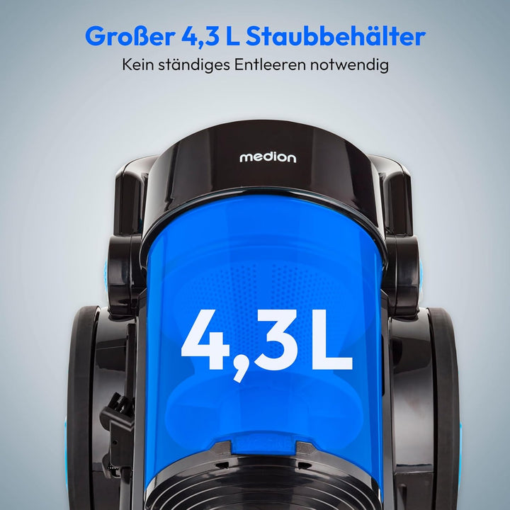 MEDION Beutelloser Zyklon-Staubsauger P2000 (700 Watt Leistung, 2 Liter Staubbehälterkapazität, wasc