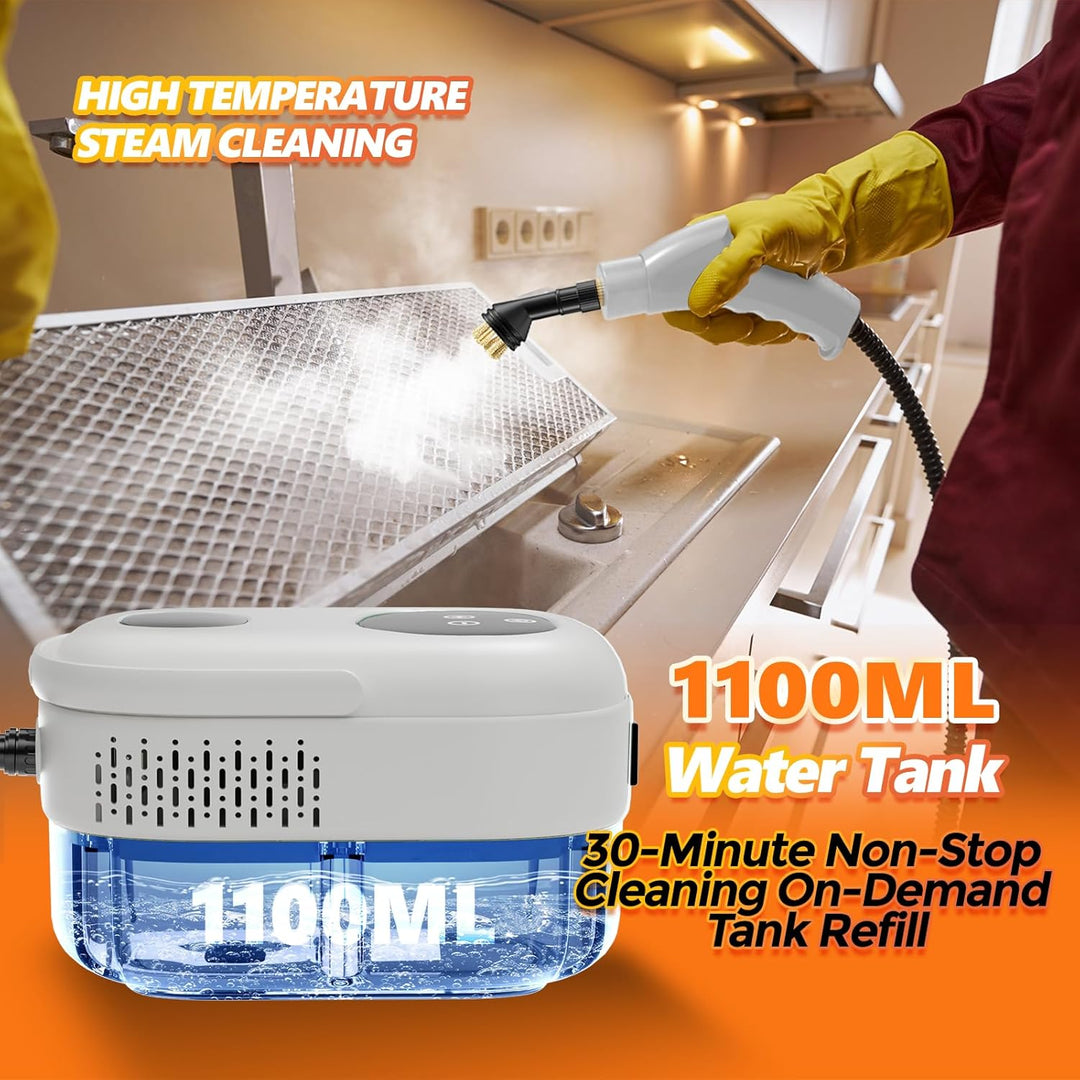 Dampfreiniger Handgerät, Steam Cleaner, 15 Sekunden Aufheizzeit, 1.1L Wassertank, Dampfreiniger für