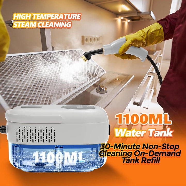 Dampfreiniger Handgerät, Steam Cleaner, 15 Sekunden Aufheizzeit, 1.1L Wassertank, Dampfreiniger für
