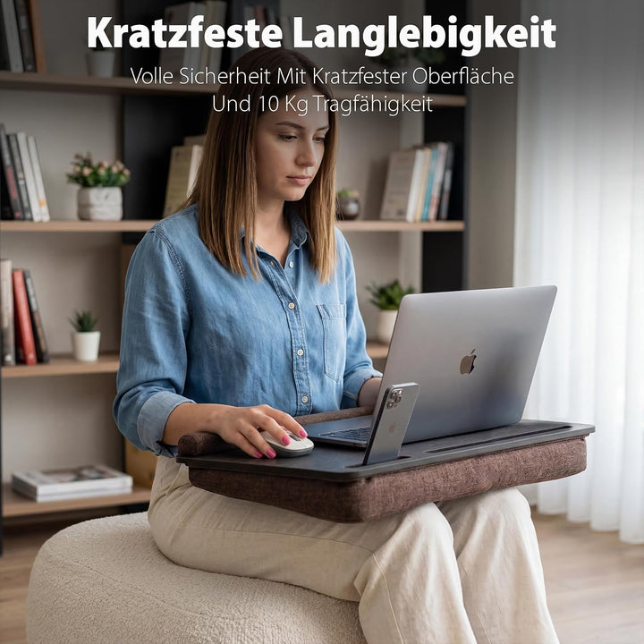 Vigo Wood Laptoptisch - Laptop Unterlage Ständer bis zu 17,3 Zoll - Kissen Tablett für Bequeme Arbei