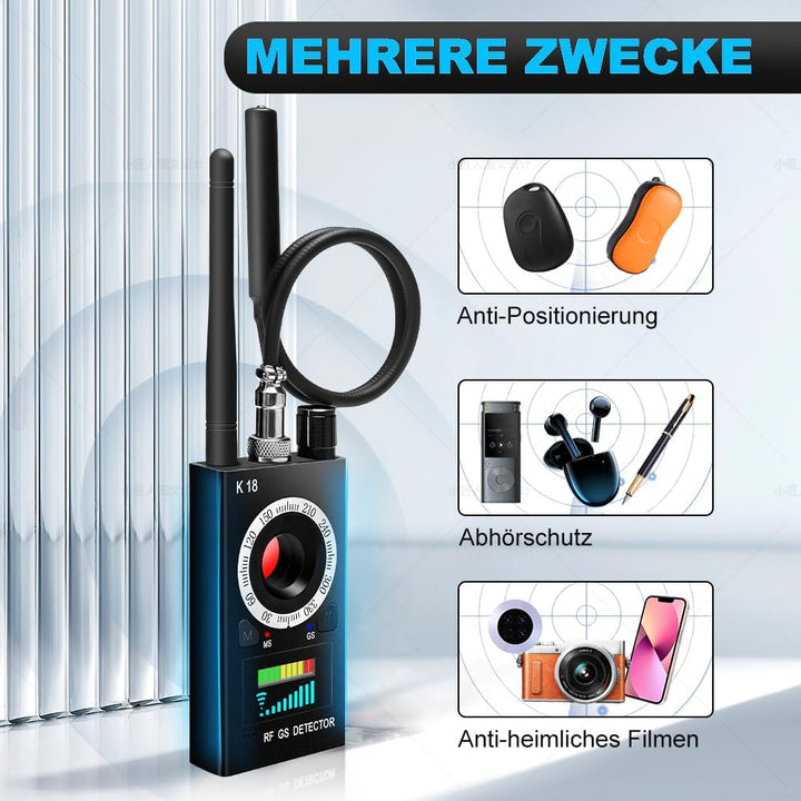 Wanzen Detektor RF Wireless, Anti Spy Detector für GSM Tracker Abhörgeräte Funkkameras Wanzenfinder