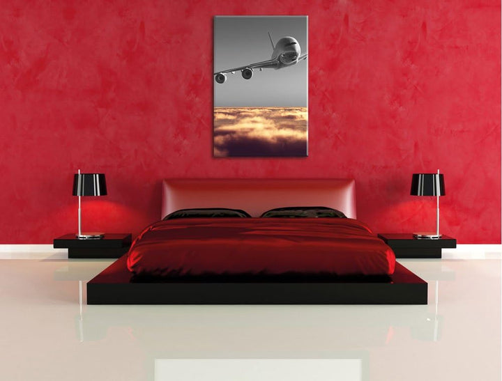 Pixxprint Flugzeug über Wolkenmeer als Leinwandbild/Grösse: 100x70 cm/Wandbild/Kunstdruck/fertig bes