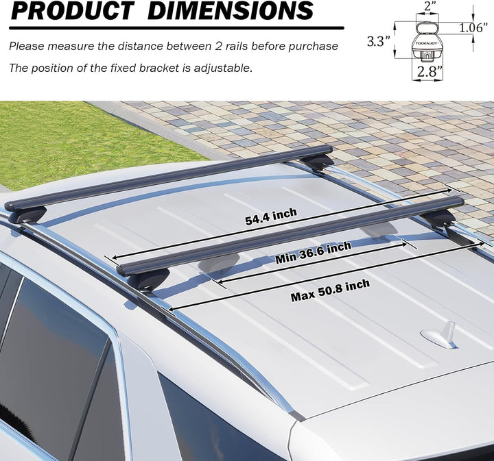COWVIE Dachträger-Querstangen, verstellbar, Aluminium, 1 Paar 138 cm Black, 138 cm Black