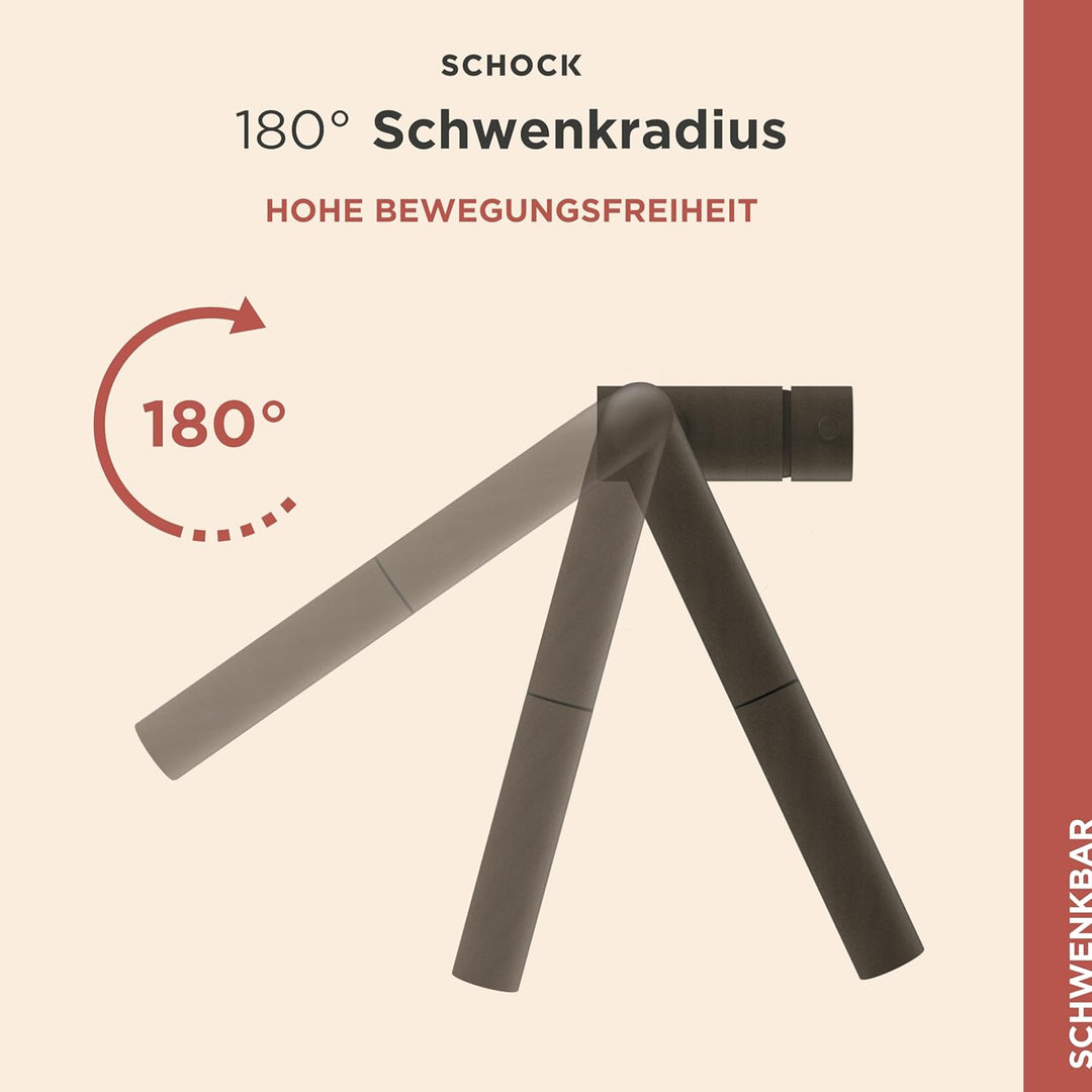 SCHOCK Küchenarmatur Epos Bronze – braune hochdruck Armatur mit ausziehbarer Schlauchbrause und Stan