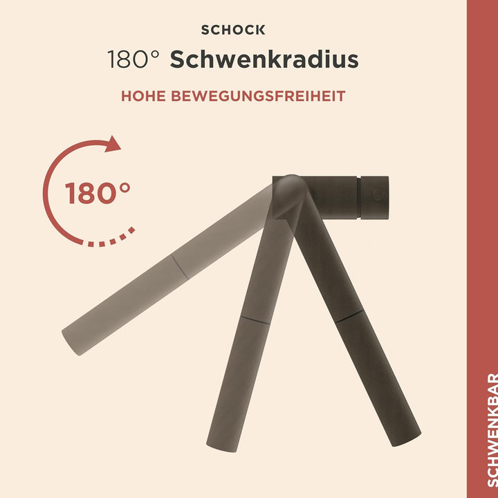 SCHOCK Küchenarmatur Epos Bronze – braune hochdruck Armatur mit ausziehbarer Schlauchbrause und Stan