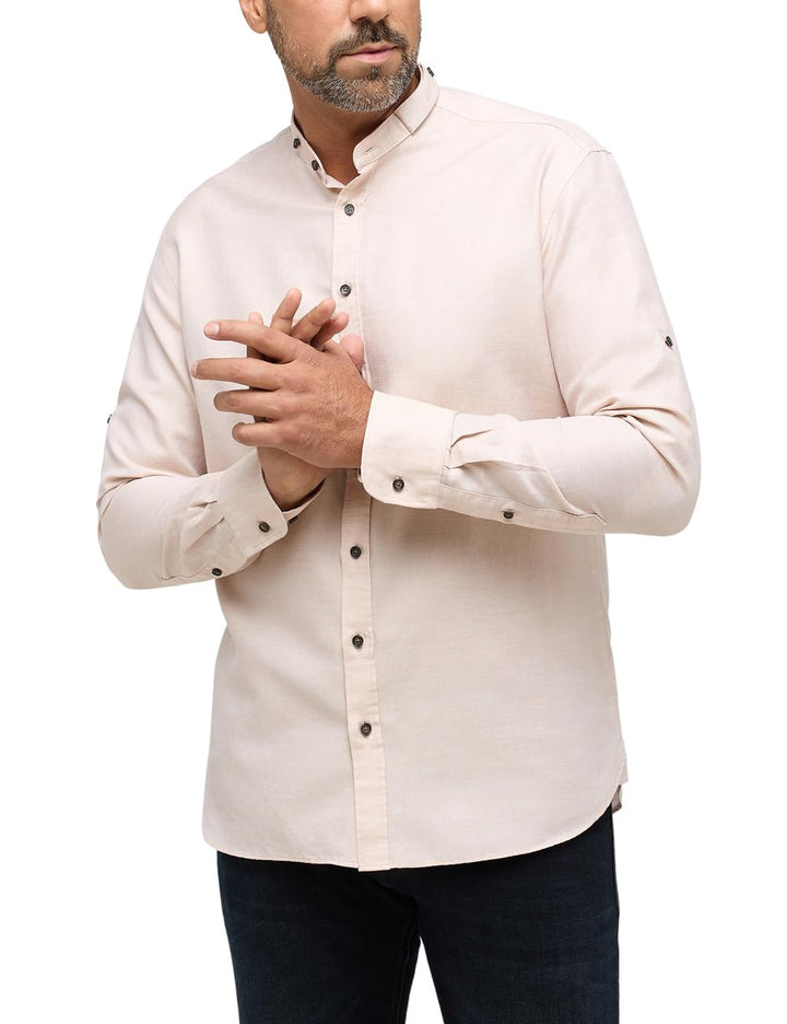 eterna Modern Fit 1863 Trachtenhemd Langarm Stehkragen beige Grösse 43