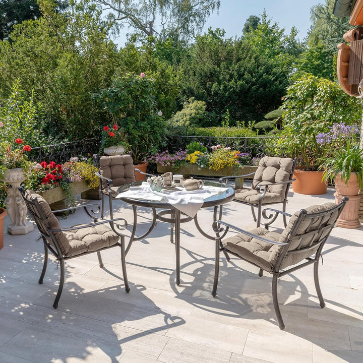 Beautissu 4er Set Niedriglehner Auflagen Set Stuhlauflage für Gartenstühle | 100x50x8cm Taupe Sitzki
