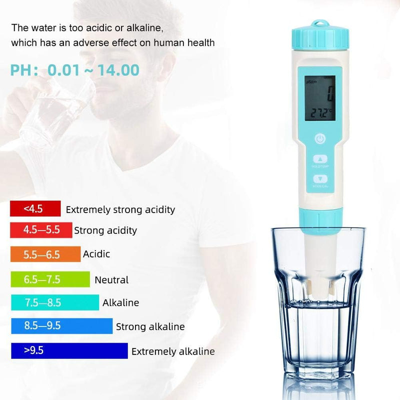 Wasserqualitätstester, PH TDS EC ORP -Tester, wasserdichte elektronische Salzgehalthydrometer -Wasse