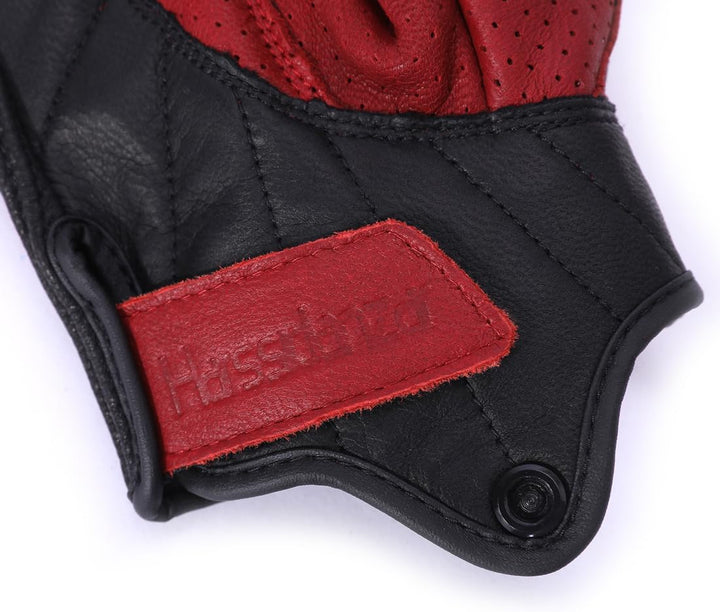 Harssidanzar Herren Motorradhandschuhe Ziegenleder Vollfinger Atmungsaktives und Perforiertes Design