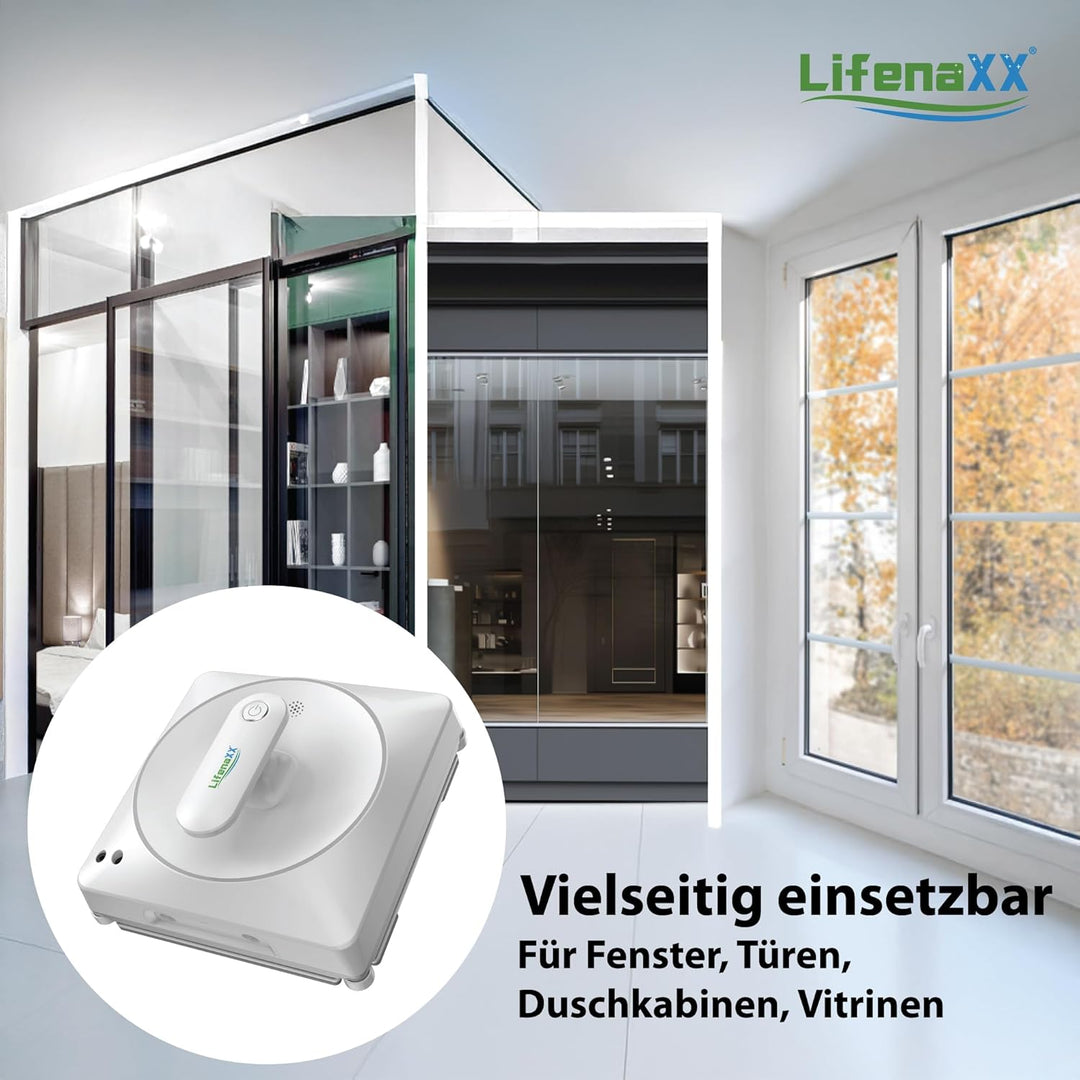 Lifenaxx Fensterreinigungsroboter LX-047, elektrischer Fensterreiniger mit 2 Sprühdüsen, hohe Saugkr