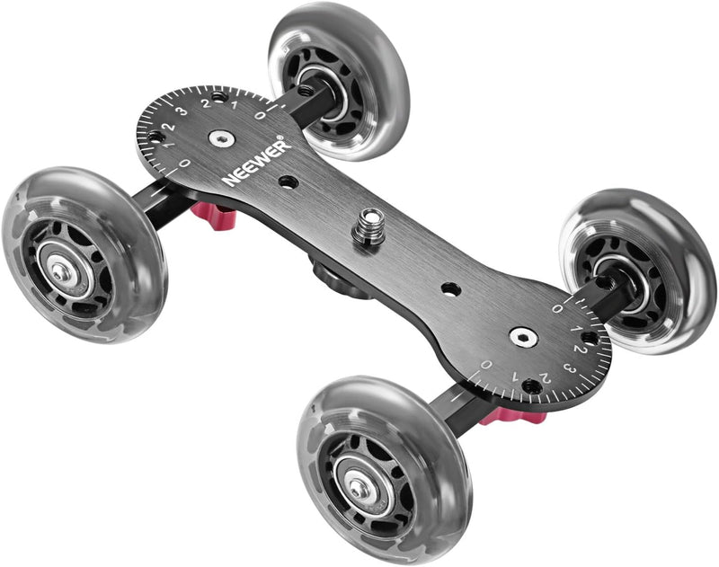 Neewer Kamerawagen Skater Design skaliert, Aluminiumstangen, drehbare Gummiräder, 0,6 cm / 0,9 cm Ge