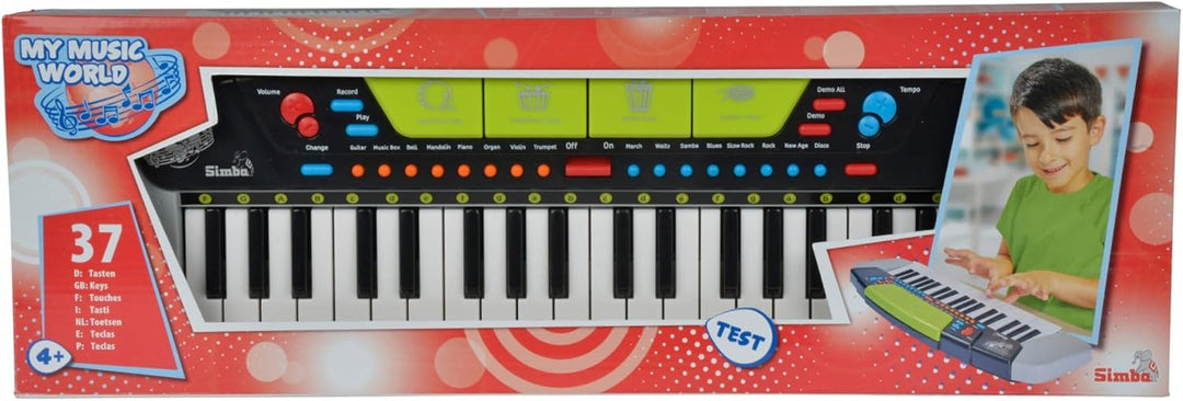 Simba 106835366 - My Music World Keyboard im modernen Stil, 37 Tasten, 8 Demos, 8 Rhythmen, 54x17cm,