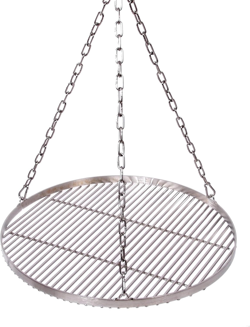 Grillrost Ø 55 cm mit Kette Edelstahl 6 mm Grillstabdicke/Stababstand 10 mm für Schwenkgrill BBQ Dre