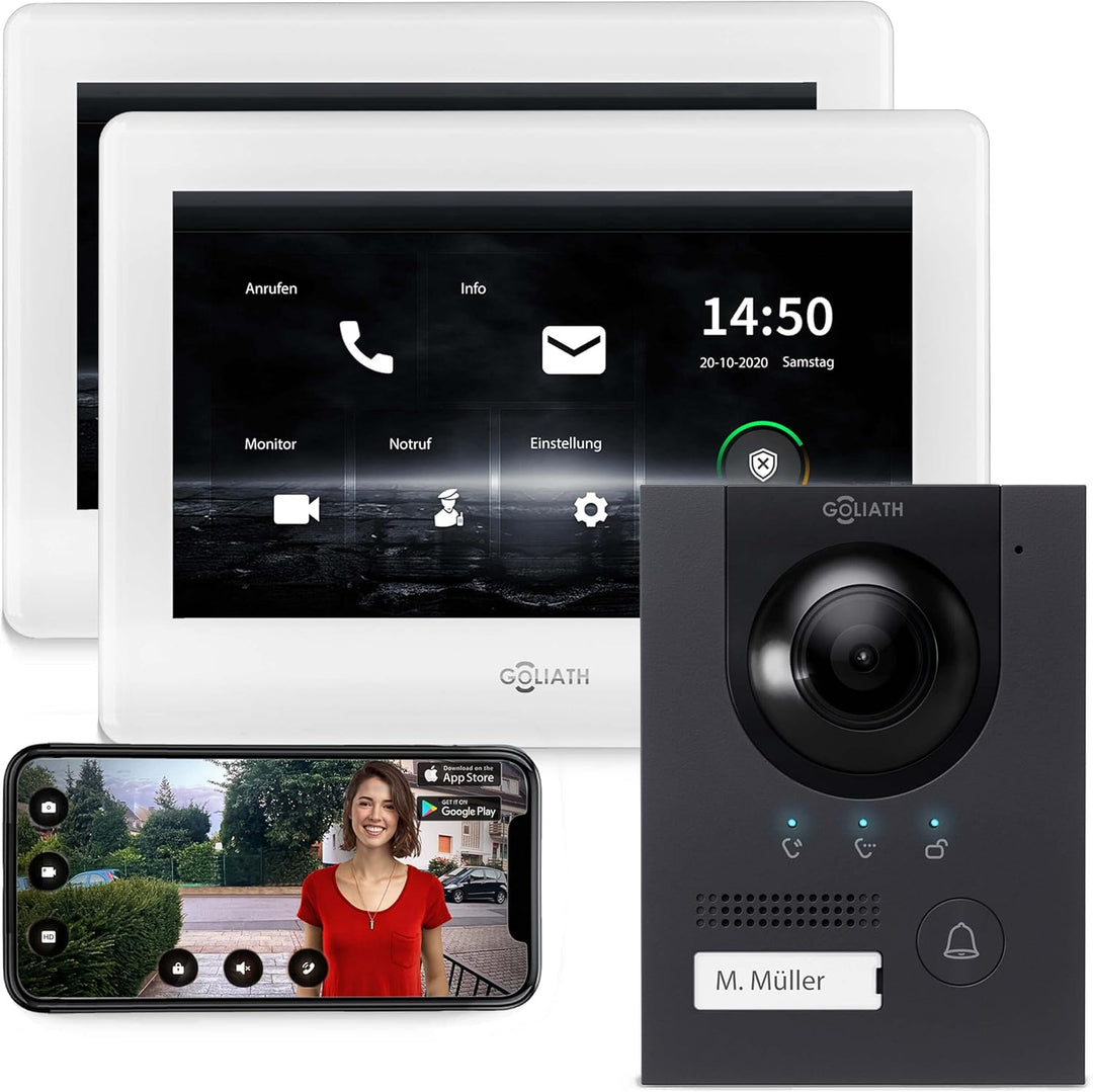 Goliath Hybrid | IP | Full-HD Video Türsprechanlage | App | 1-Fam | 2 x Full-Touchscreen 17,78 cm (7