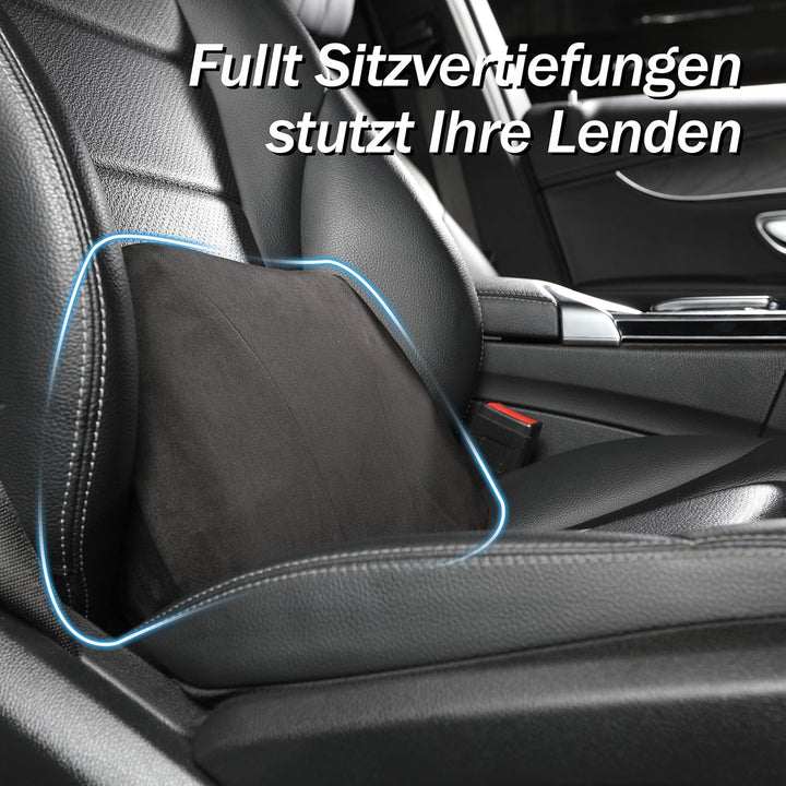 Lendenstützkissen Auto, Memory Foam Füllung &amp; Hautfreundliches Samtleder – Taillengerechte Passform