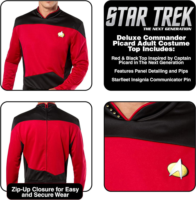 Deluxe Star Trek The next Generation Kostüm Uniform rot rote Trekkiuniform Trekki mit Rangabzeichen