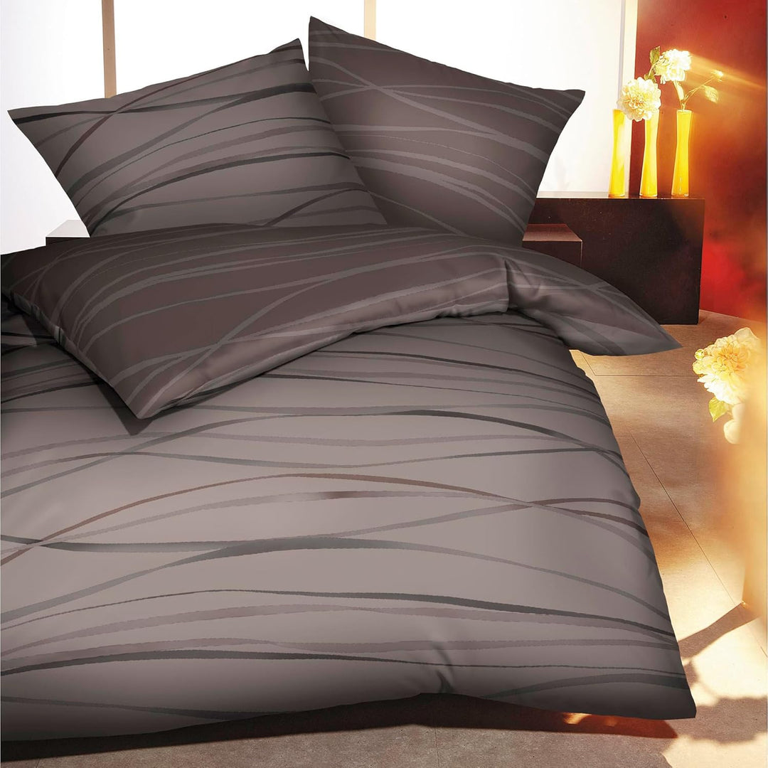 Kaeppel Mako Satin Bettwäsche mit Reissverschluss 135x200 80x80 cm (584 braun) 1x80/80+1x135/200 cm,