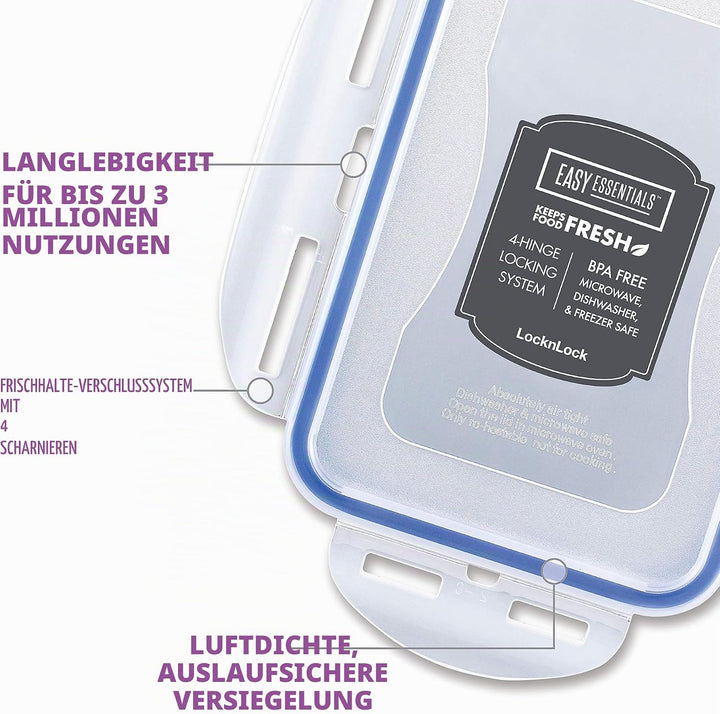 LOCK &amp; LOCK Easy Essentials Frischhaltedosen-Set, 6-teilig, transparent 6 Count (350 ml), 6 Count (3