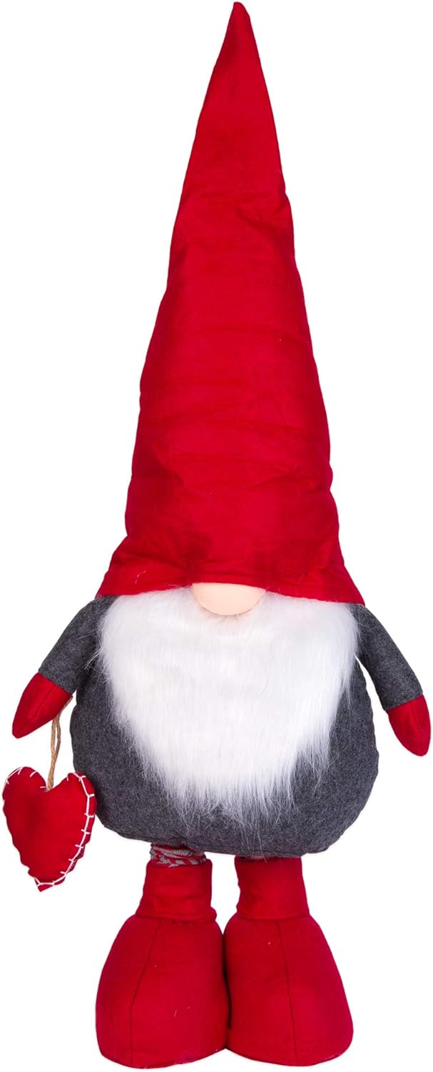 BigDean XXL Wichtel aus Filz mit Teleskop-Beinen 90-120 cm gross, 1,2 kg schwer - Deko-Figur für Wei