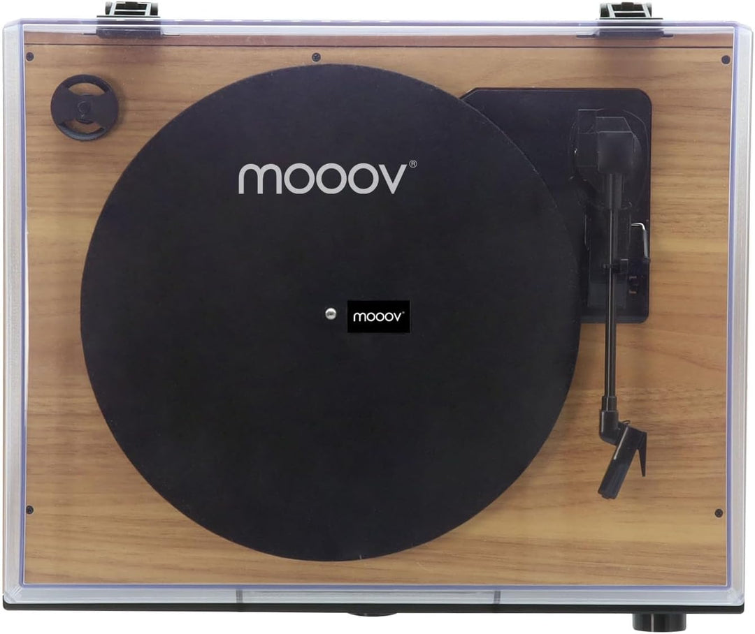 Mooov 477365 HiFi-Mikrosystem mit Radio, CD-Player und Vinyl-Plattenspieler mit 33, 45, 78 U/min, Bl