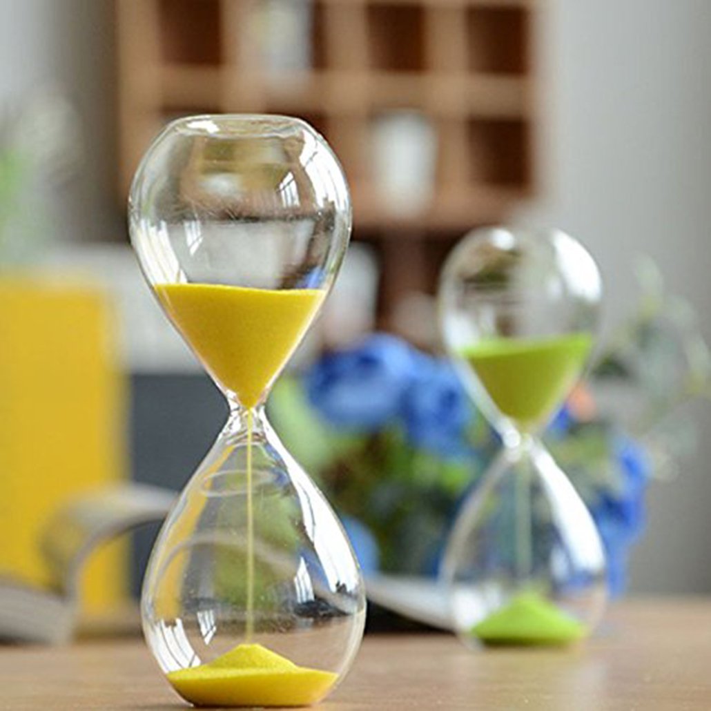 Sanduhr, farbig, Glas, Geburtstag 5 Minutes gelb, 5 Minutes Gelb