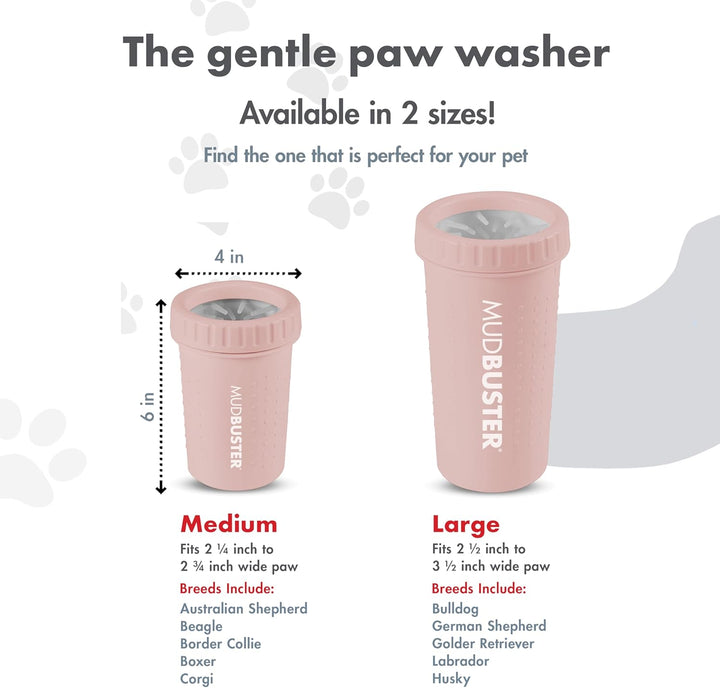 Dexas MudBuster Medium Dog Paw Cleaner in Rouge, Portable Paw Washer for Muddy Paws, Dog Foot Cleani