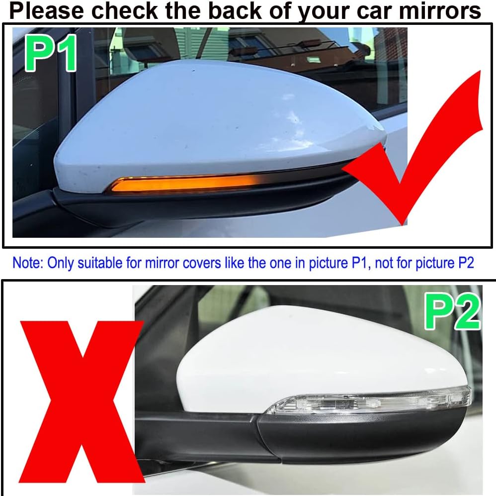 1 Paar Spiegelkappen Links Rechts Seitenspiegel Abdeckkappen für Golf MK7 7.5 GTI 7 Golf 7 R