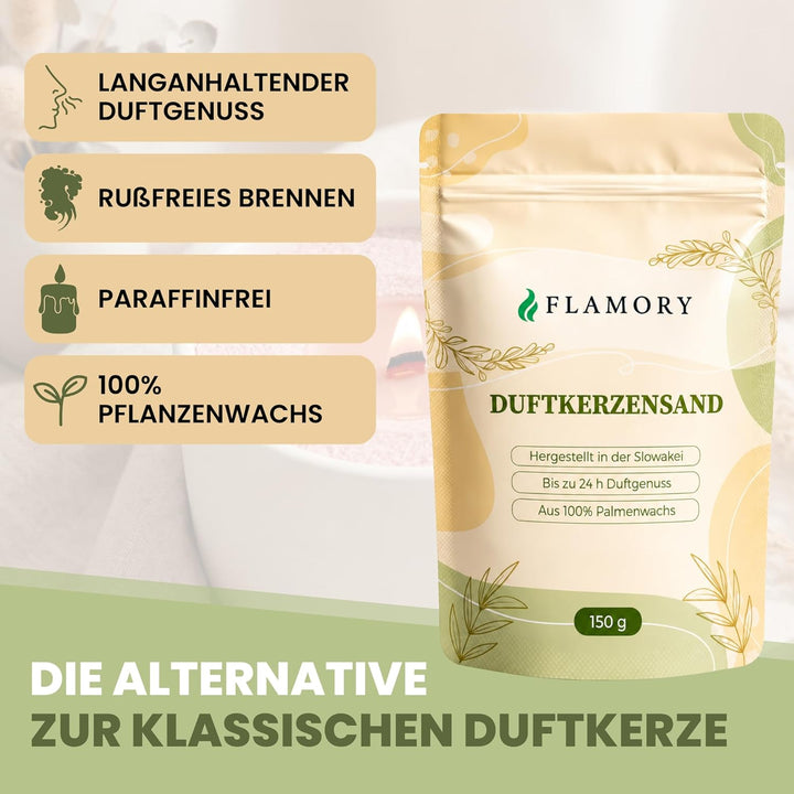 Duftkerzensand Probierset – mit Duft & 12 Dochten – ohne Paraffin – aus Pflanzenwachs – einfache Anw
