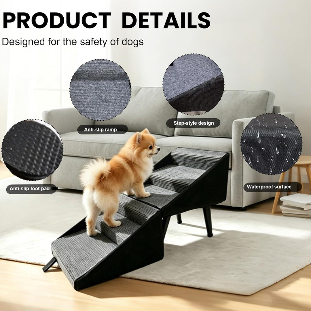 Hundetreppe Klappbar, 2 in 1 Multifunktional Hundetreppe und Geteilte Ottoman für Kleine &amp; Grosse Hu