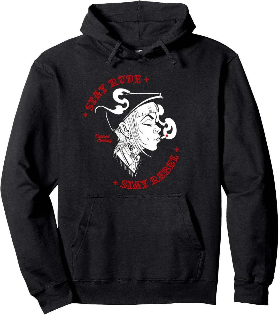 "Stay Rude Stay Rebel" Skinhead Girl Skinbyrd Ska Punk Pullover Hoodie