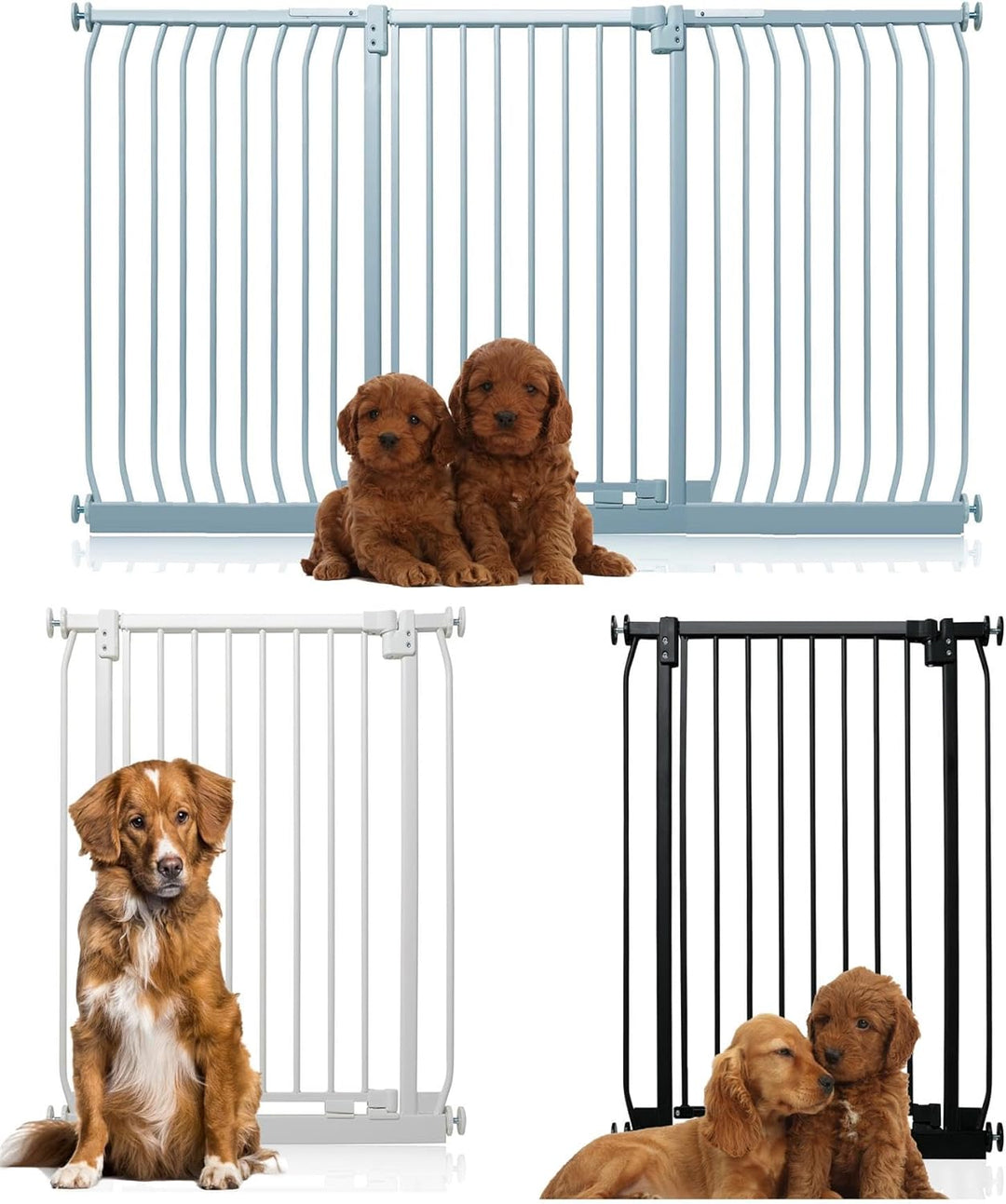 Bettacare Extra Hohes Elite Hundegitter, 80cm - 89cm, Matt Grau, Extra Hoch 96.8cm in der Höhe, Druc