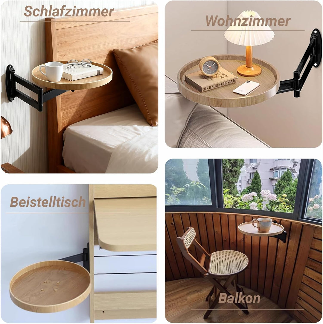 Rund Klapptisch Wand Holz Kleine Wandtisch Ausziehbar Klapptisch Platzsparend Schwebender Nachttisch