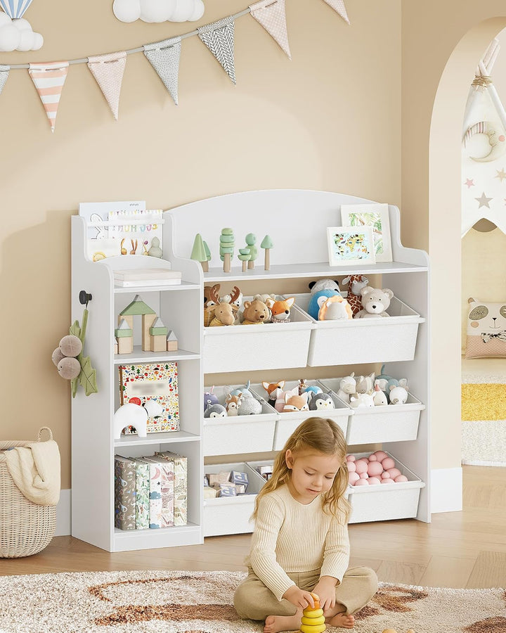 Hzuaneri Kinderregal, Bücherregal Kinder aus Holz, Spielzeugregal mit 8 Stoffschubladen für Kinderzi
