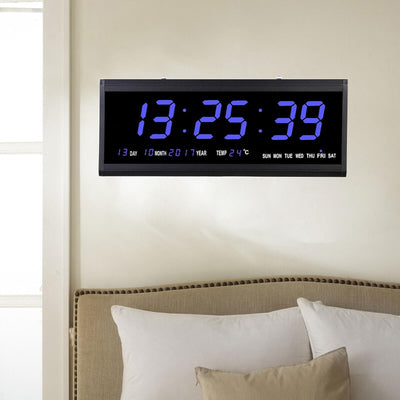 SABUIDDS 48cm Led Digitale Wanduhr mit Temperaturanzeige Kalenderuhr Wanduhren Digitaluhr Ziffer Dis