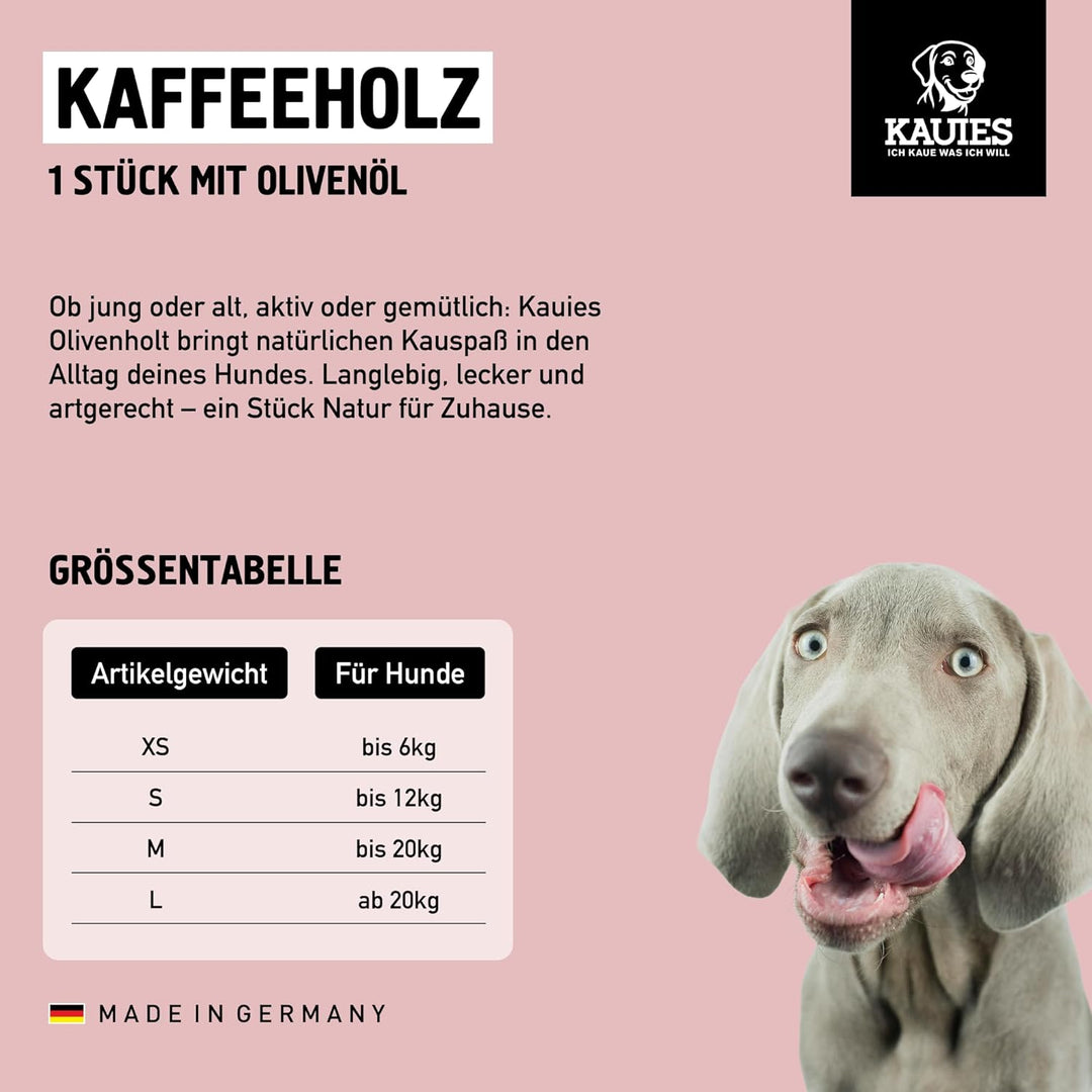 Kauies Kaffeeholz für Hunde mit Olivenöl - Hundespielzeug 100% natürlich, vegan, koffeinfrei &amp; kalor