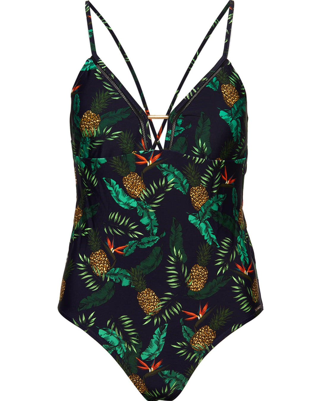 Superdry AVA Cross Back Vee Womens Swimsuit UK 8 Reg Maya Pineapple