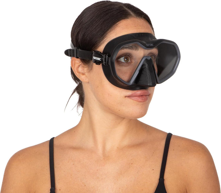 Seac Icona, rahmenlose Einglas-Tauchmaske, 100% Made in Italy schwarz/anthrazit, schwarz/anthrazit